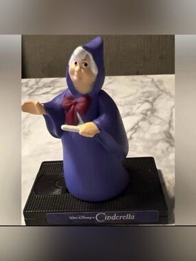 CINDERELLA Disney Movie Godmother VHS Figure w/mini display Collection RARE